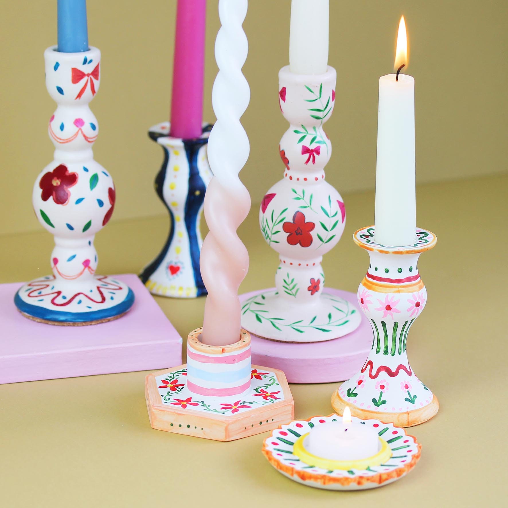 Paint Your Own Candle Holder Kit Choice of 3 Designs Craft Etsy UK