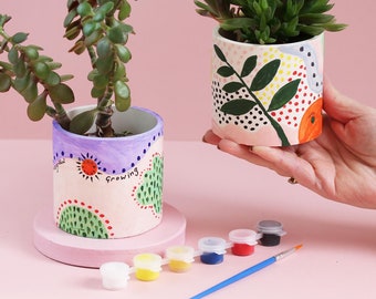 Indoors Plant Pot Painting Kit In Jesmonite, plant lover gift