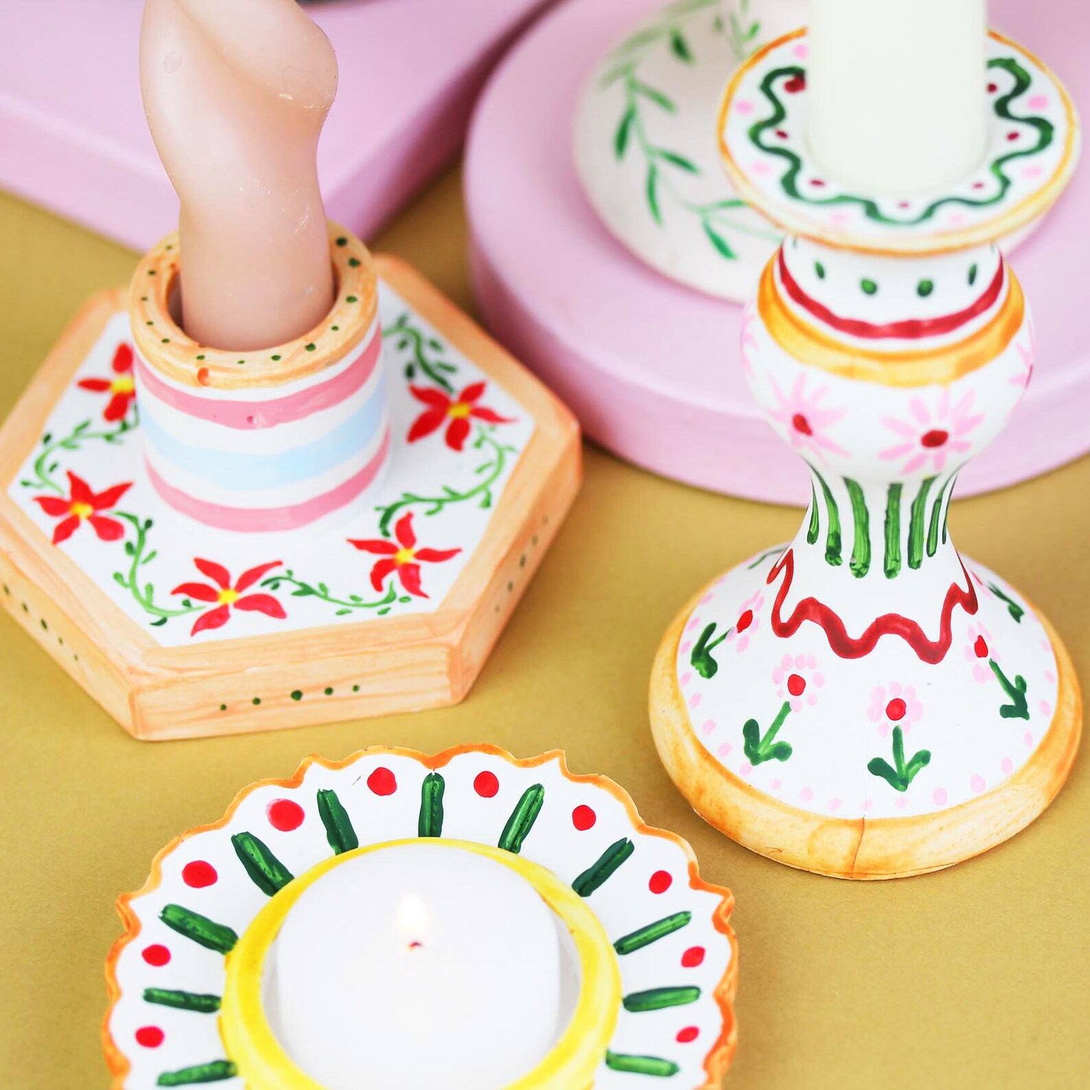 Paint Your Own Candle Holder Kit Choice of 3 Designs Craft Etsy UK