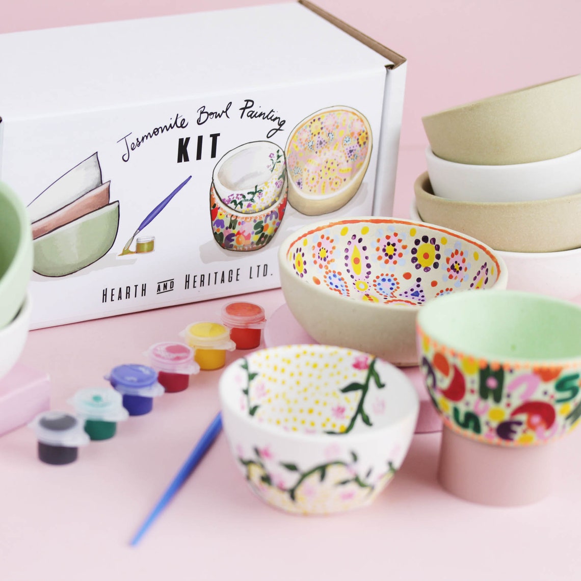 Paint Your Own Jesmonite Bowl Kit Choice of 3 Colours Craft Etsy UK