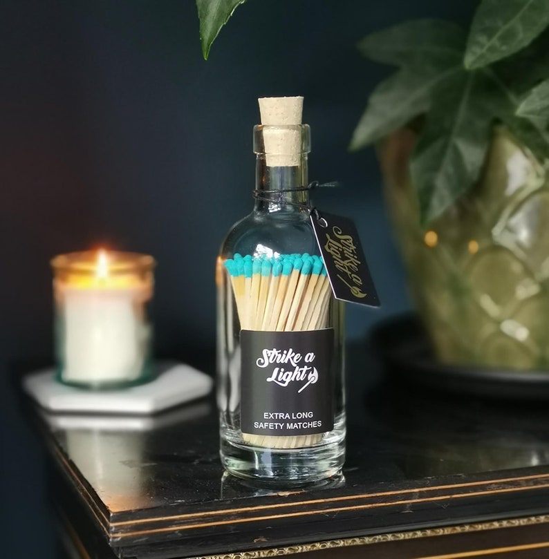 Coloured Matches in Glass Bottle for Log Burners or Candles Etsy