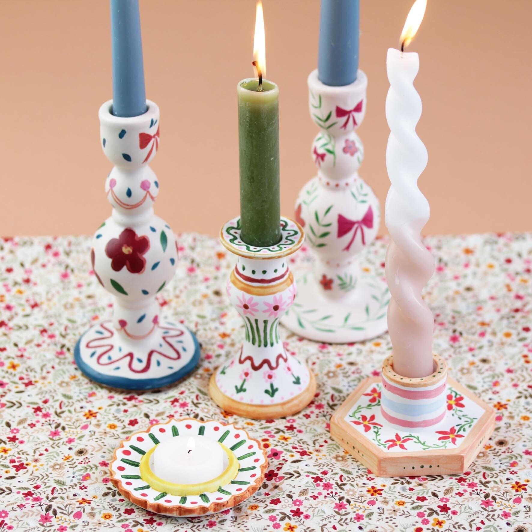 Paint Your Own Candle Holder Kit Choice of 3 Designs Craft Etsy UK