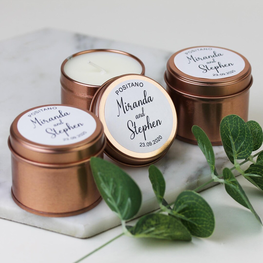 Rose Gold Scented Candle Wedding Favours With White Gloss Etsy