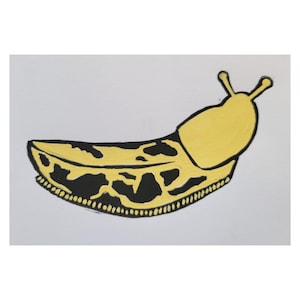 Carte de voeux linogravure Banana Slug île de Vancouver Westcoastkitsch côte ouest de la Colombie-Britannique