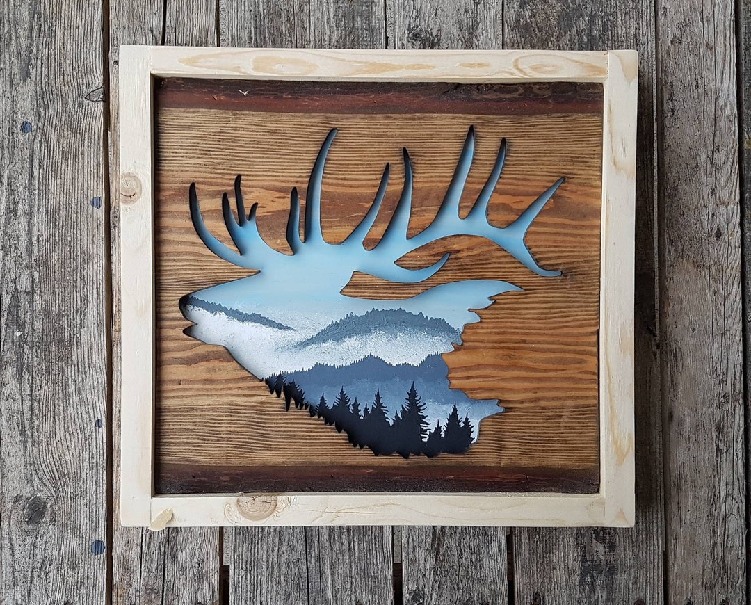 Mountains Elk Reclaimed Wood Vancouver Island Distressed