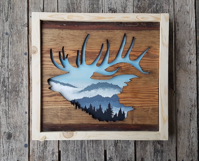 Mountains Elk Reclaimed Wood Vancouver Island Distressed Etsy Canada