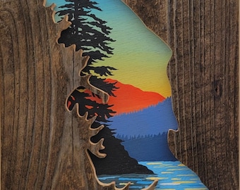 Sprout Lake Vancouver Island reclaimed wood acrylic painting
