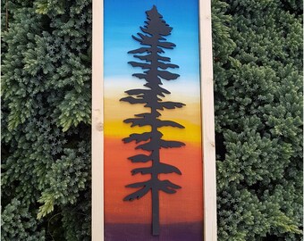 Hand Painted Sitka Tree Wood Art: Vancouver Island Reclaimed Cedar