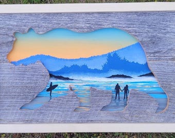Cox Bay Tofino Vancouver Island Westcoastkitsch reclaimed wood acrylic painting