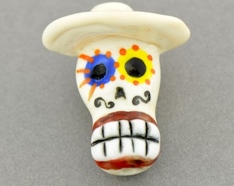 Day of The Dead Sugar Skull Lampwork Glass Bead