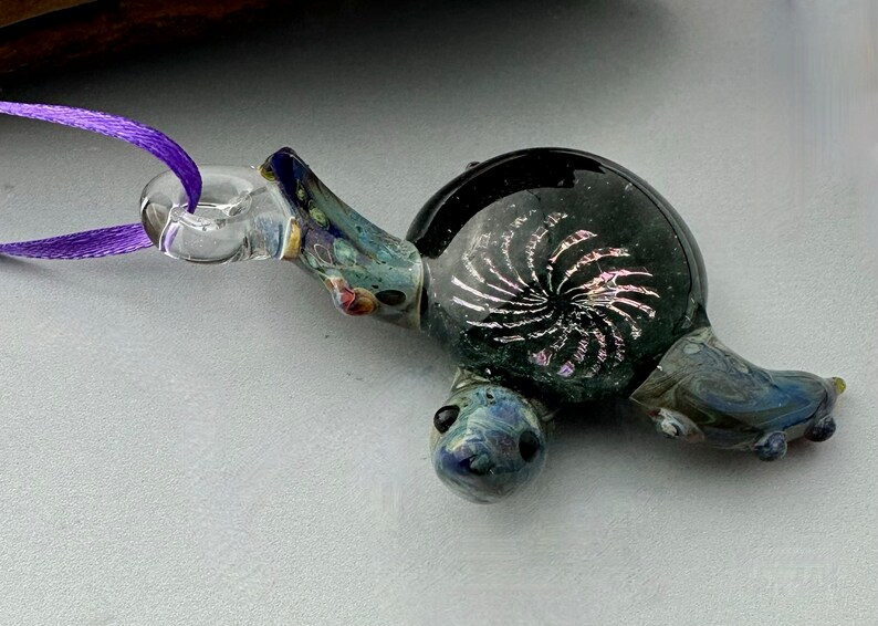 Dichroic Sea Turtle Glass Ornament/Pendant image 2