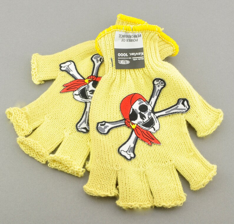 Kevlar Fingerless Gloves Pirate Skulls and Rhinestones Etsy