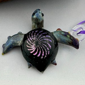 Dichroic Sea Turtle Glass Ornament/Pendant image 1