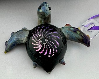 Dichroic Sea Turtle Glass Ornament/Pendant