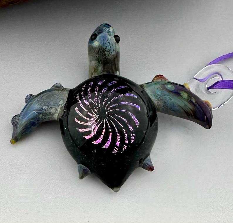 Dichroic Sea Turtle Glass Ornament/Pendant image 1