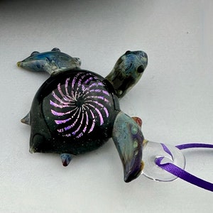 Dichroic Sea Turtle Glass Ornament/Pendant image 4