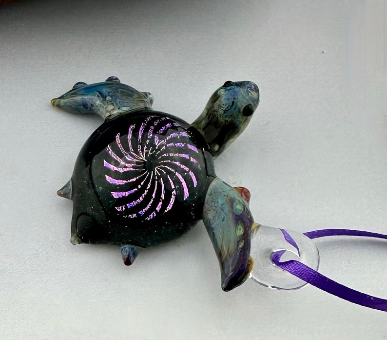 Dichroic Sea Turtle Glass Ornament/Pendant image 4