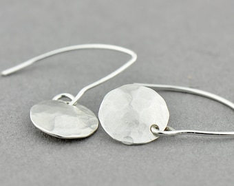 Hammered silver dangle earrings