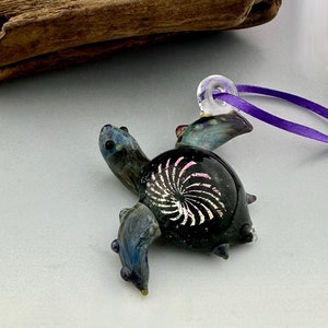 Dichroic Sea Turtle Glass Ornament/Pendant image 3