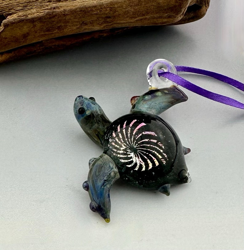 Dichroic Sea Turtle Glass Ornament/Pendant image 3