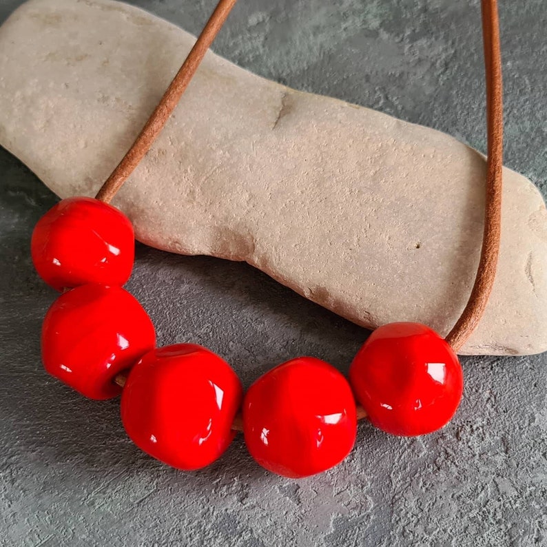 big necklace Red necklace murano glass necklace beaded necklace