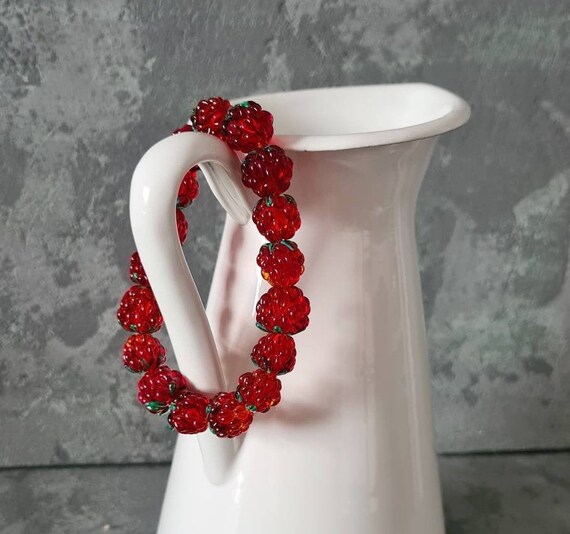 Raspberry bracelet jewellery with berries raspberry beads Etsy