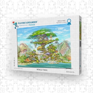 World Tree | 1000 Piece Puzzle | Whimsical Art | Eco Art | Mushroom Kingdom | Mushroom Lover Art | Gnome Home | Fun Puzzle