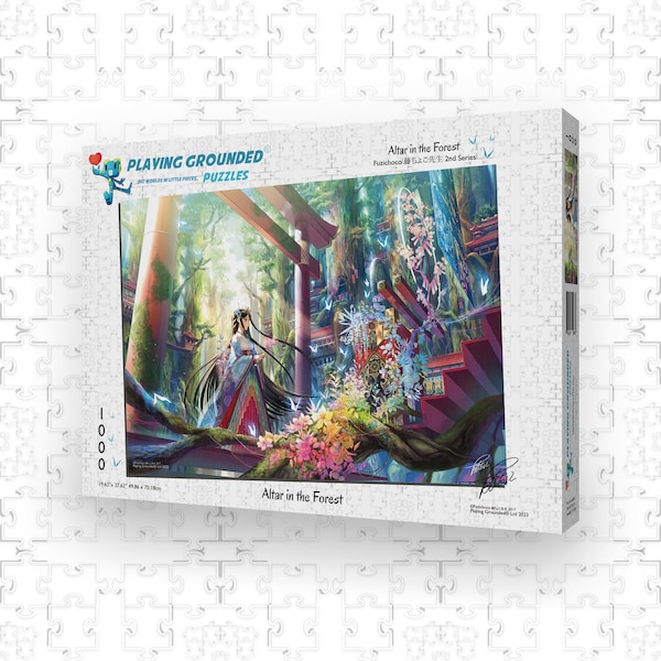 Altar in the Forest | Anime Fantasy Puzzle | 1000 Piece Puzzle for Adults | Japanese Shinto Shrine Maiden | Floral Art | Woodland Shrine