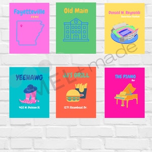 UNIVERSITY OF ARKANSAS preppy prints (digital download), Preppy Wall Art, Room Decor, Poster Print, Prints, Preppy, Wall Art Set of 6