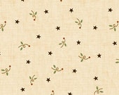 Kim Diehl Butter Churn Basics Creme Beige Stars and Flowers With Hint of Blue and Red, Henry Glass Fabrics by the Yard 6286 44