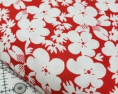 White Flowers On Vintage Red Background, Feedsack Reproductions by Sara Morgan, Washington Street Studio Quilt Fabric by the Yard 647r
