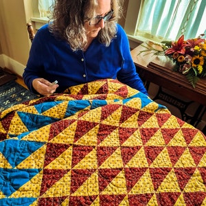 PDF Quilt Pattern, Half Square Triangle Block, Easy Beginner Quit, Sun Seeker