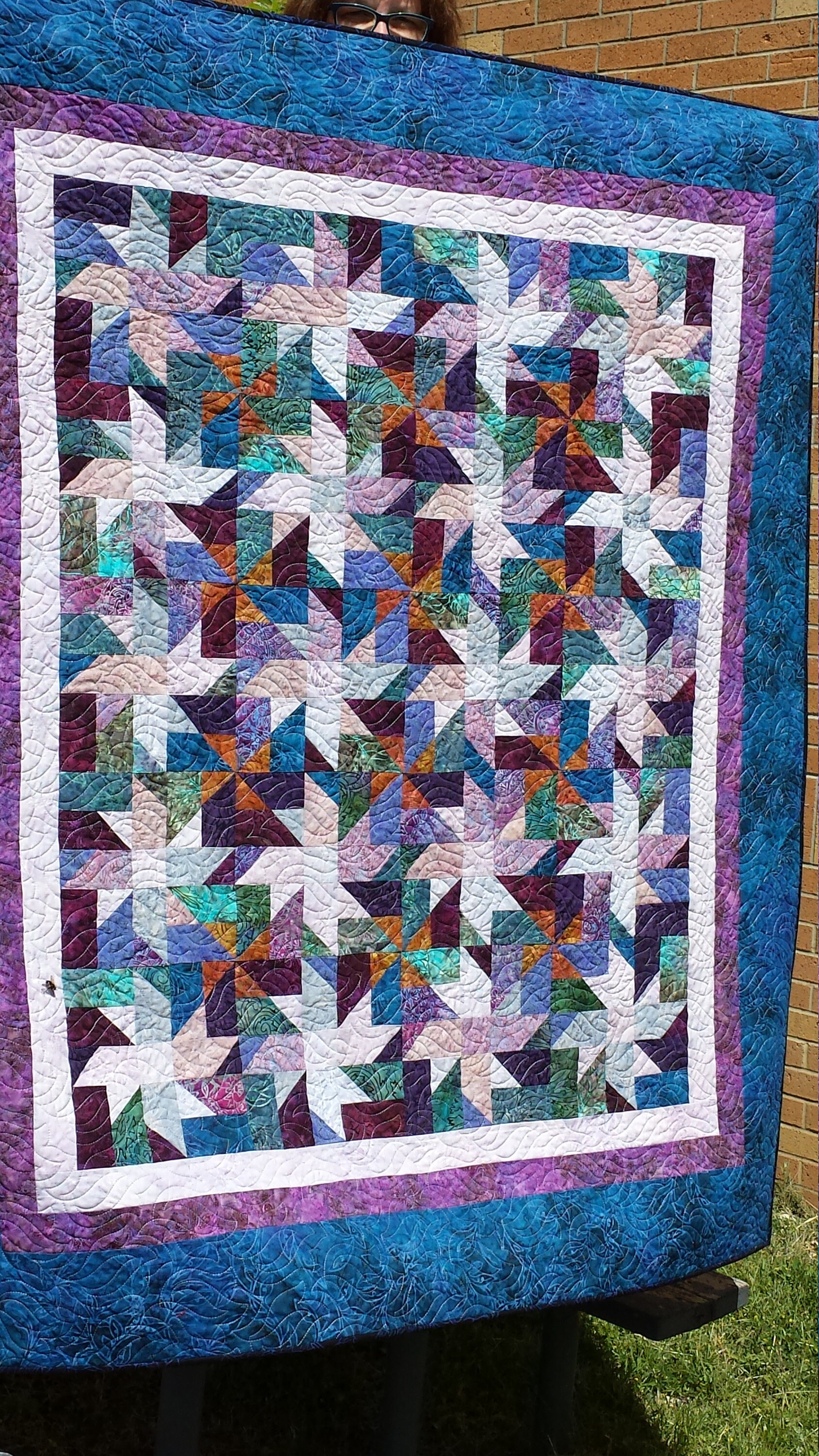 Batik Quilt Kit In A Mix Of Rich Blue And Purple. Pre Cut Fabric Strips