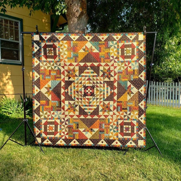 Pride And Joy Kim Diehl Quilt Kit. Scrappy Primitive Gathering Of Bold Rich Prints And Yarn Dye Plaids. Includes Block of the Month Pattern
