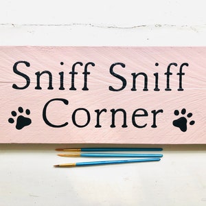 Personalised Painted Wooden Sign for House Garden Outdoor Door Name Plaque Dog Paws