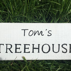 Maison dans les arbres personnalisée Panneau en bois Panneau de jardin extérieur rustique en bois image 4