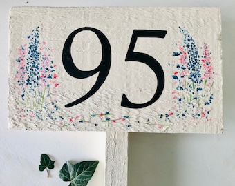 Personalised Painted Number Wooden Sign Name House Garden Outdoor Door Name Plaque, Mothers Day, Custom