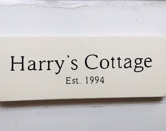 Personalised Rustic Wooden House Sign, Hand Painted Outdoor Name Plaque