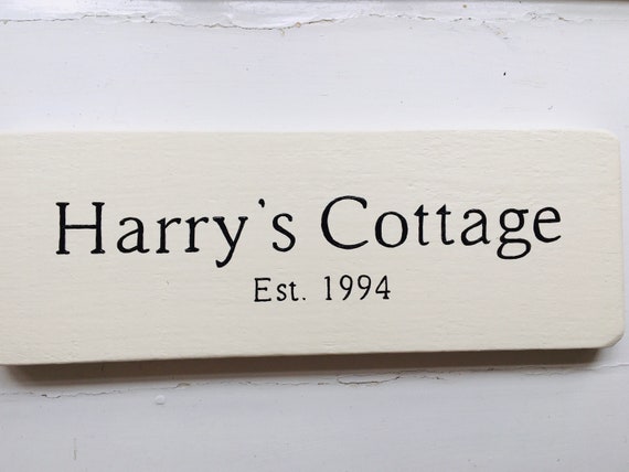 Personalised Rustic Wooden House Sign, Hand Painted Outdoor Name Plaque