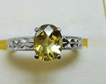 Citrine Sterling Silver Ring, November Birthstone, Size 7