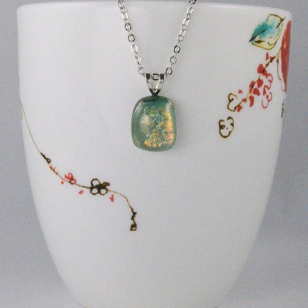 Mint Green Dichroic Glass pendant / necklace