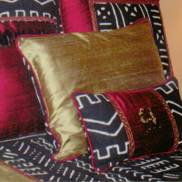 African Print Duvet Set-Duvet Cover - MudCloth  & Duponi Silk- MudCloth Bedding-African Duvet