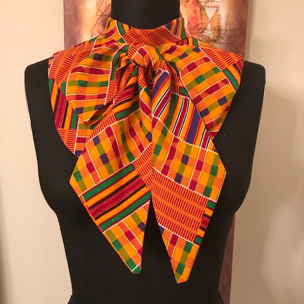 Ankara Dickie- Kente Print Cotton Dickey with  Bow -African Print Bow-Tie, African Print Collar-African Print  Detachable Collar-