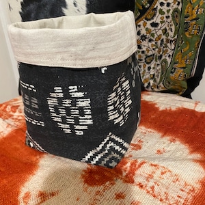 Boho Fabric Plant Pot- Tribal Print Basket- Storage Bin- Bohemian  Print Fabric  Pot- Plant Basket- Pot Cover- Home Decor