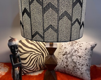 Handmade Geometric Lampshade – African Tribal Print, Boho Decor
