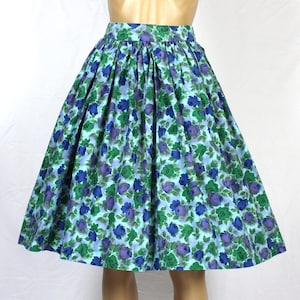 Vintage 1950s/50s Blue Floral Print Cotton Skirt 1960s/60s