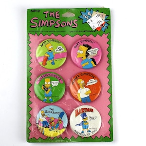 Vintage 1990s/90s Deadstock Simpsons Pin Back/Button Lot 1980s/80s