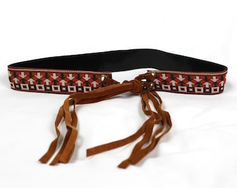 Vintage conche genuine leather suede fringe tie belt Suede Fringe Belt - Etsy main image 4
