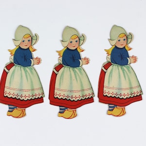Tarjetas vintage de San Valentín de los años 30 y 40: suministros y fabricación de papel troquelado Dutch Girls