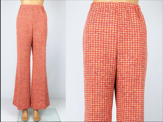 Vintage 1970s/70s Double Knit Houndstooth Polyeste